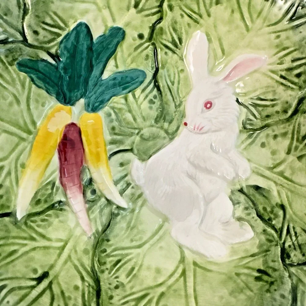 Bunny Lane Hand Painted Easter Dish Set Rabbit Spring Carrot Collect Fun‎ Rare